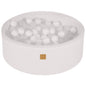 Round Ball Pit with 200 White and Transparent balls, 90x30cm - White Boucle