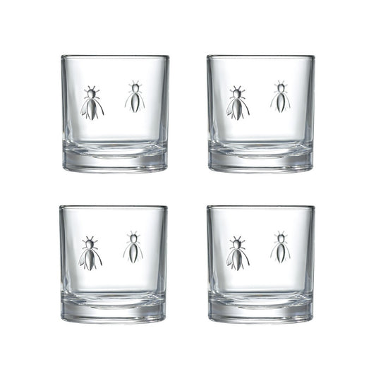 Bee Whiskey Glasses Set of 4, 250 ml